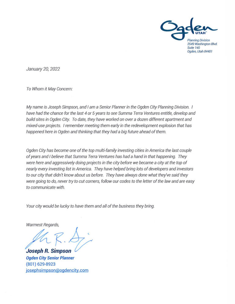 Ogden City Planning Letter of Reference 03